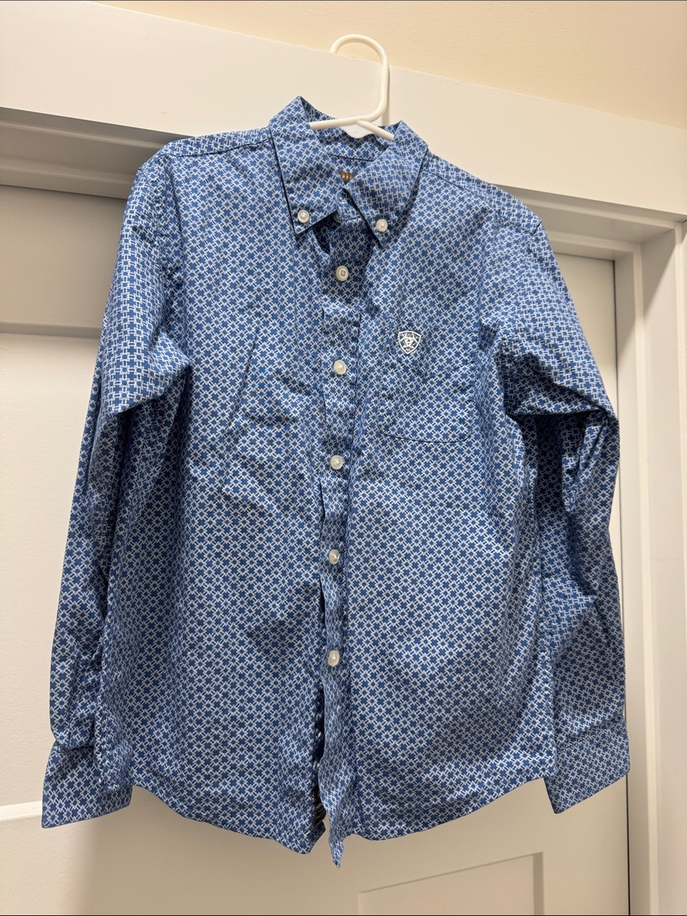 Boys Ariat Button-Down Shirt - Blue Geo Print